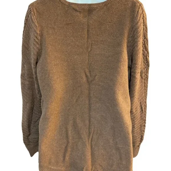 Sonoma Cable Knit Sweater In Warm Chestnut Brown - Size Large - Picture 4 of 14